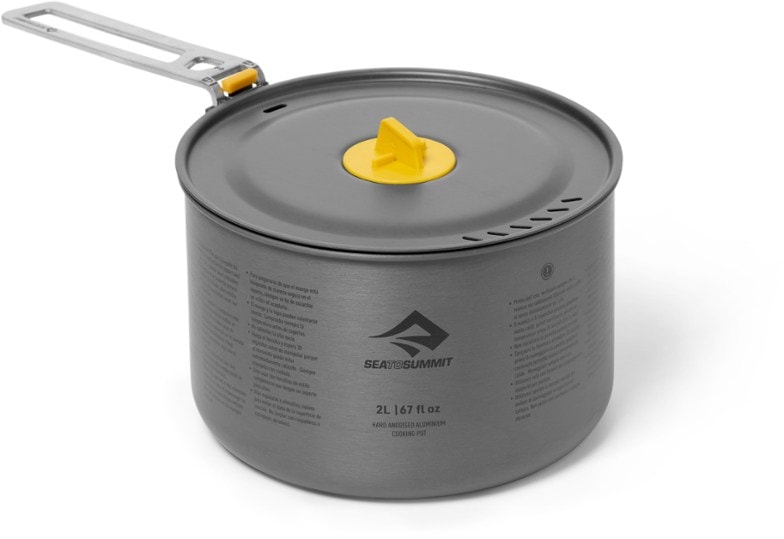 Side view of the SummitLite 2L Backpacking Pot showing its sleek design and ceramic nonstick coating.
