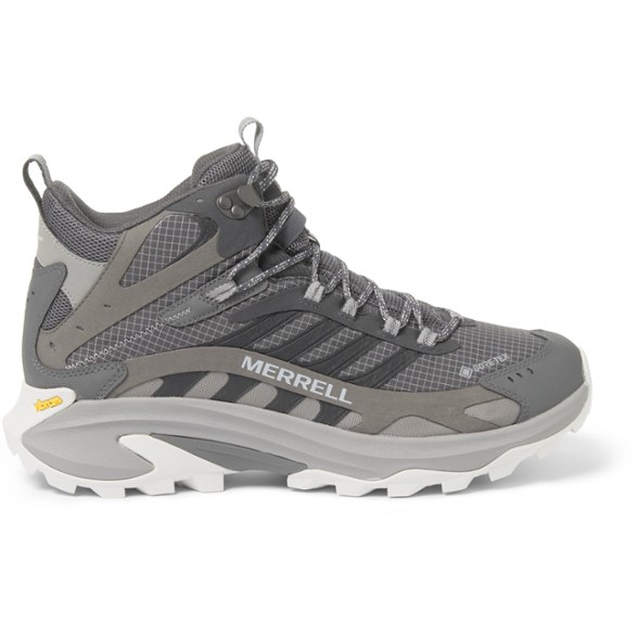 Side view of Men's Moab Speed 2 Mid GTX hiking boots highlighting the waterproof design.