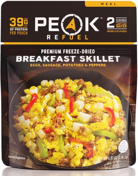 PEAK REFUEL Breakfast Skillet in a camping setting, showcasing its hearty ingredients.
