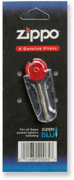 Close-up of Zippo lighter replacement flints in packaging
