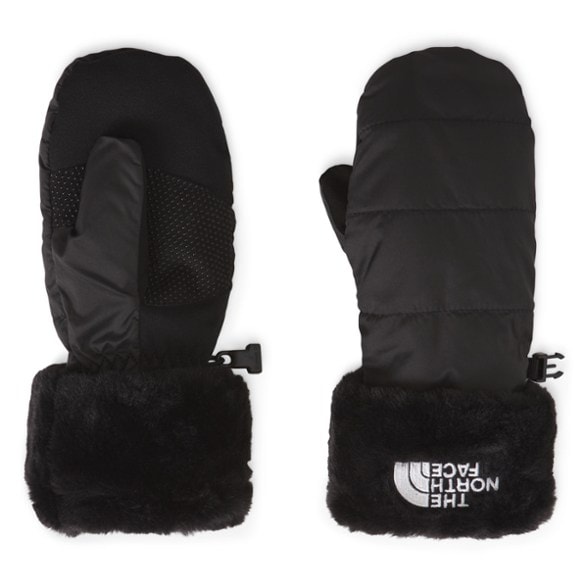 Cozy touchscreen mittens for girls displayed outdoors in winter.