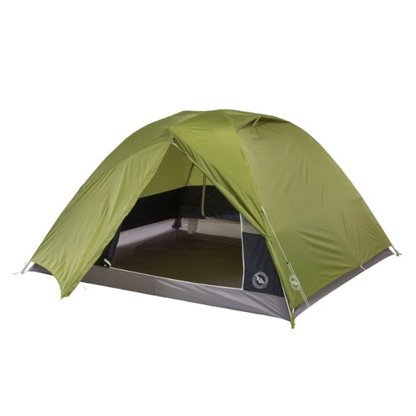 Big Agnes Blacktail 4 tent setup in the forest showing spacious interior for four people.