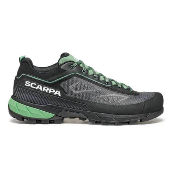 Scarpa Women's Rapid LT approach shoes showcasing Vibram soles and knit uppers.
