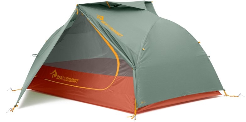 Sea to Summit Ikos TR2 tent pitched in the woods, showcasing its spacious interior