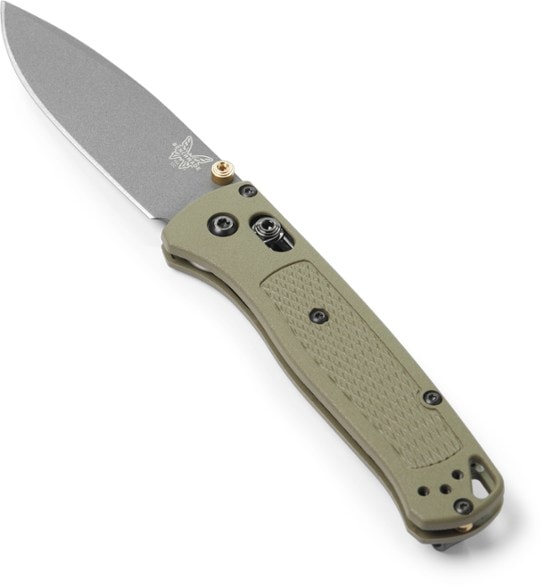 Side view of the Benchmade Bugout 535GRY-1, highlighting the blade and handle texture.