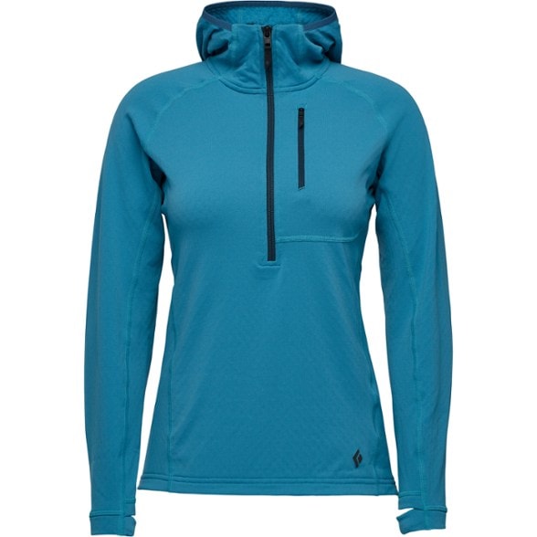 Front view of the versatile Polartec quarter-zip hoody for women, showcasing its sleek design.