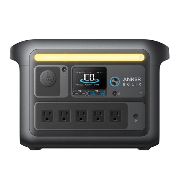 Anker SOLIX C800X in use at a campsite, powering multiple devices.