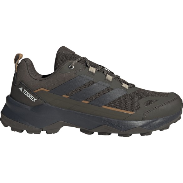 Side view of Terrex Skychaser AX5 lightweight hiking shoes showcasing ripstop uppers and synthetic overlays