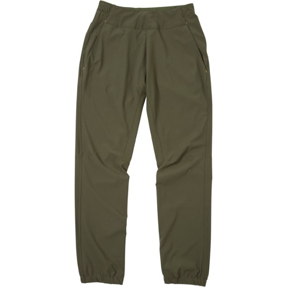 Front view of women's hiking pants with lightweight stretch fabric ideal for mountain treks