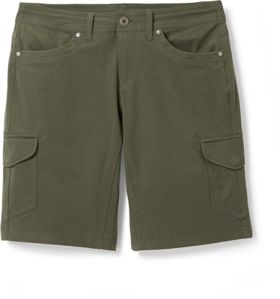 TrailBliss Women's cargo shorts in action during a hike, showcasing quick-dry fabric.