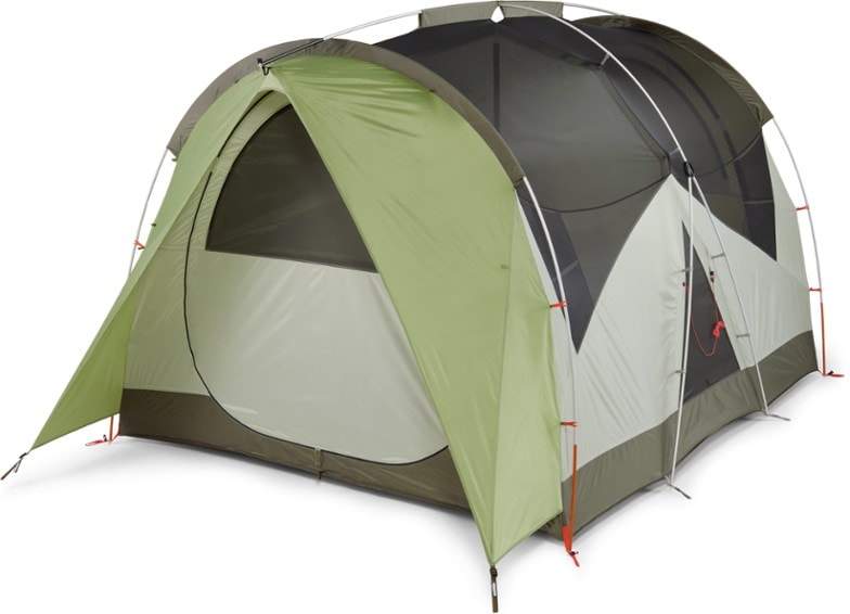 Front view of Wonderland 6 Family Camping Tent with awnings for rain protection.