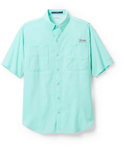 Front view of TrailMaster quick-dry fishing shirt showcasing breathable fabric and chest pockets