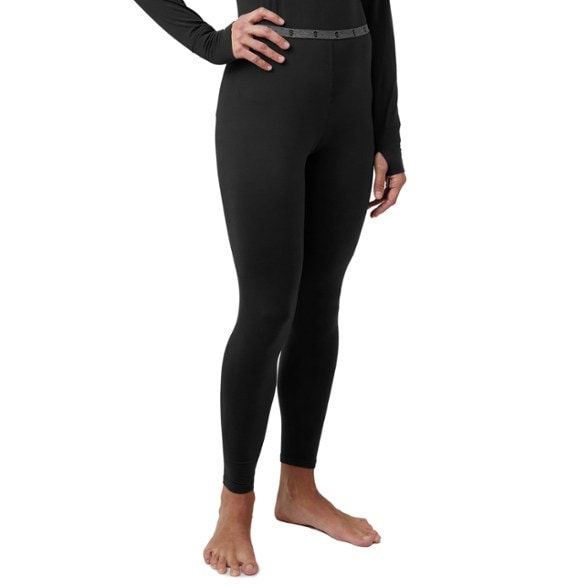 Side view of women's thermal base layer bottoms showcasing the 4-way stretch fabric.