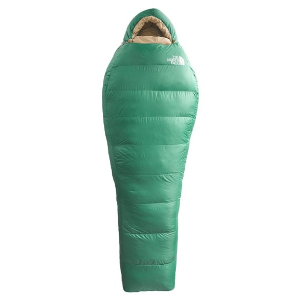 TrailLite EcoDown 0° sleeping bag laid flat showing mummy shape and insulated hood ideal for cold weather camping