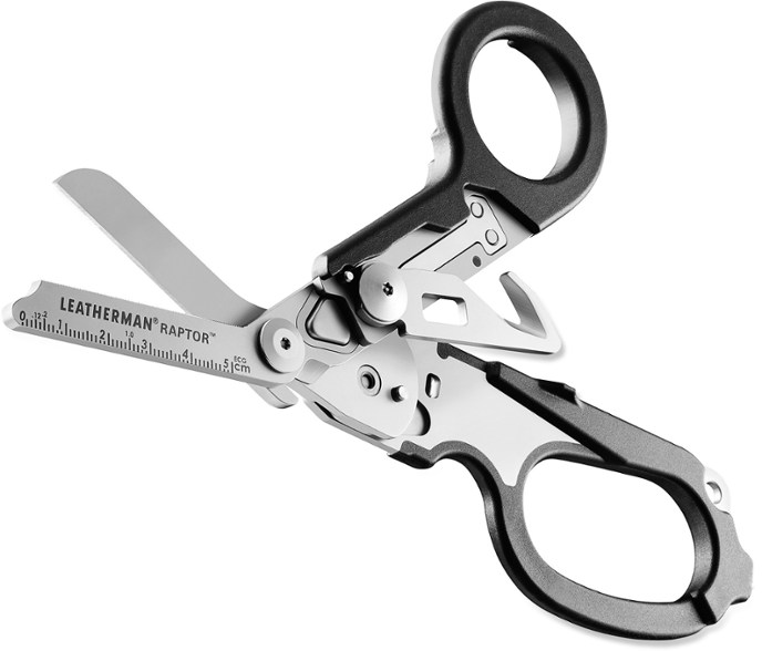 Raptor Rescue Shears Pro close-up showing stainless steel blades and ergonomic handle for emergency use.