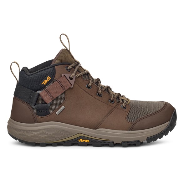 Side view of men's hiking boots showing waterproof leather and mesh upper