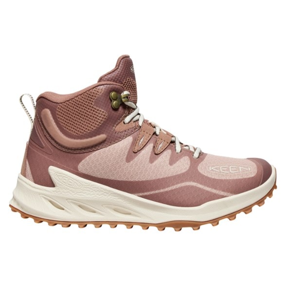 KEEN Zionic Women's Waterproof Hiking Boots from the side, showcasing the lace-up design and durable materials.