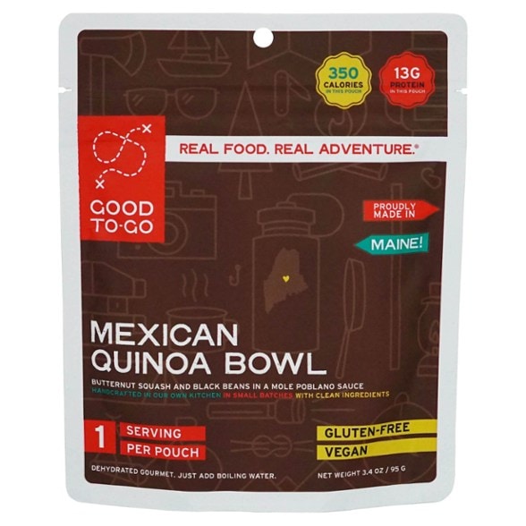 Close-up of TrailFuel Organic Mexican Quinoa Bowl showing vibrant butternut squash and black beans, a top rated backpacking meal choice