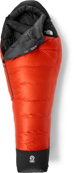 North Face Arctic Inferno -20°F Down Sleeping Bag in use at a snowy campsite, highlighting its thermal efficiency.