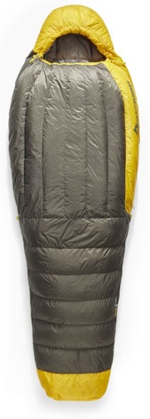 Close-up of the Sea to Summit Spark 30F Down Sleeping Bag, highlighting its water-resistant shell and lightweight fabric.