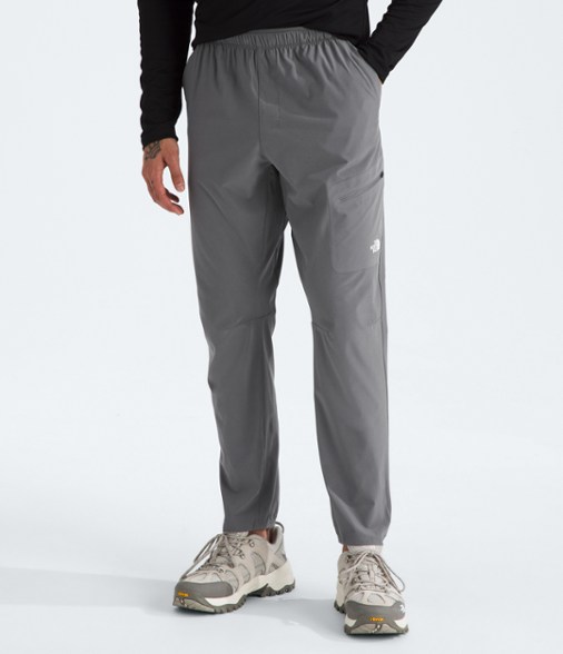 Front view of men's waterproof joggers with zip pocket and elastic waistband