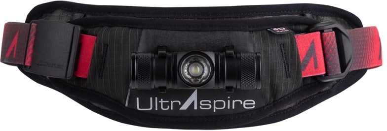 UltraAspire Lumen 400z waist light showcasing adjustable beam settings for night running.