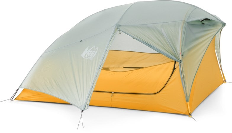 Front view of the REI Co-op Flash 3-Person Tent showcasing its spacious interior.