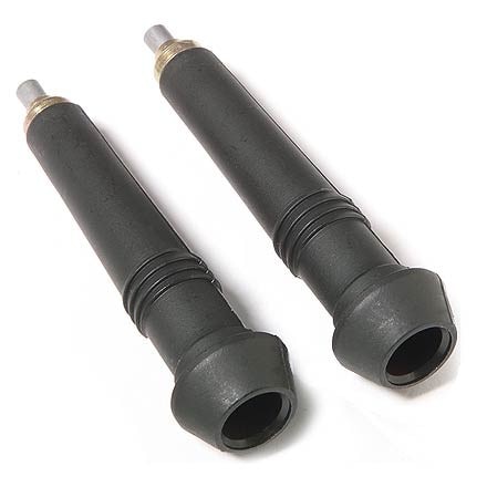 Leki® shock-absorbing carbide flex tips displayed on rocky terrain