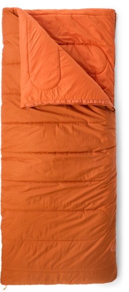 Eco-Friendly Campwell 30° Sleeping Bag showcasing its vibrant design and spacious interior.