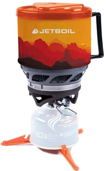 Jetboil MiniMo cooking system in use at a campsite, demonstrating simmer control.