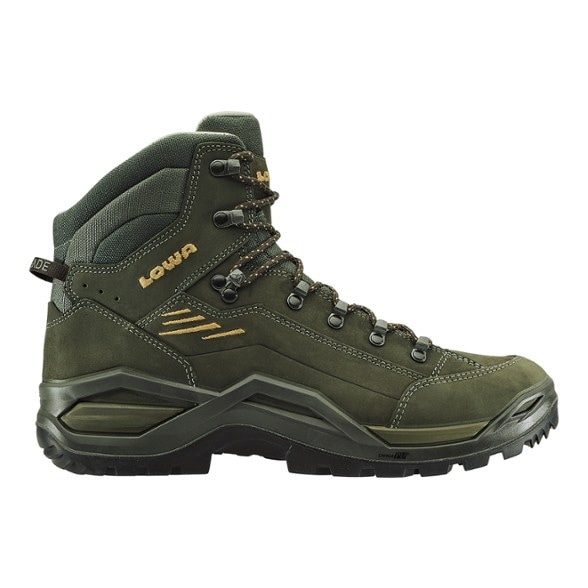 Side view of Lowa Renegade boots showing over-the-ankle design and durable leather finish.