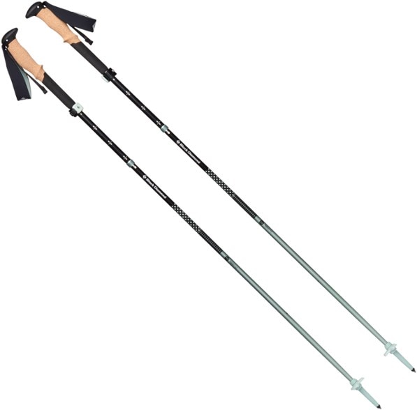 Pursuit FLZ trekking pole with ergonomic cork grip and BLOOM foam extension on a hiking trail.