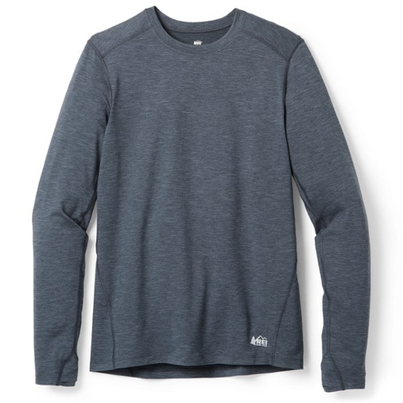 Front view of AlpineEdge thermal shirt showcasing its midweight long-sleeve design for winter sports