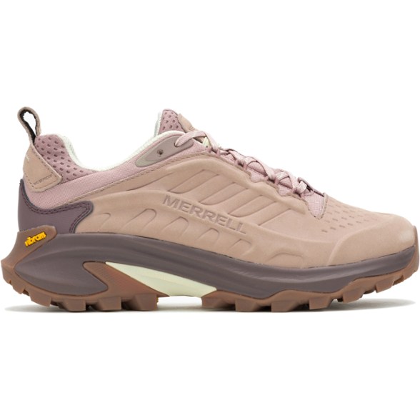Moab Speed 2 Women's Waterproof Hiking Shoes from the side, highlighting the sleek design.