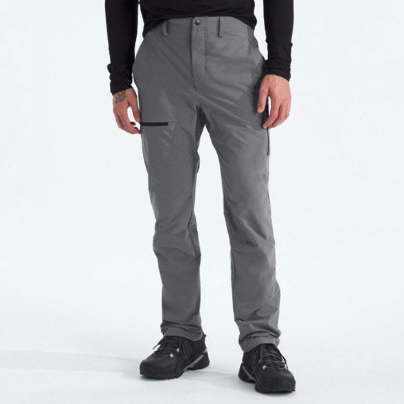 Side view of EcoFlex Men's Hiking Pants, highlighting the articulated knees and stretch fabric.