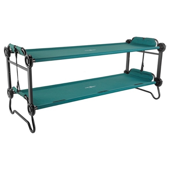 Disc-O-Bed double camping cot set up in a tent, demonstrating its spacious sleeping area.