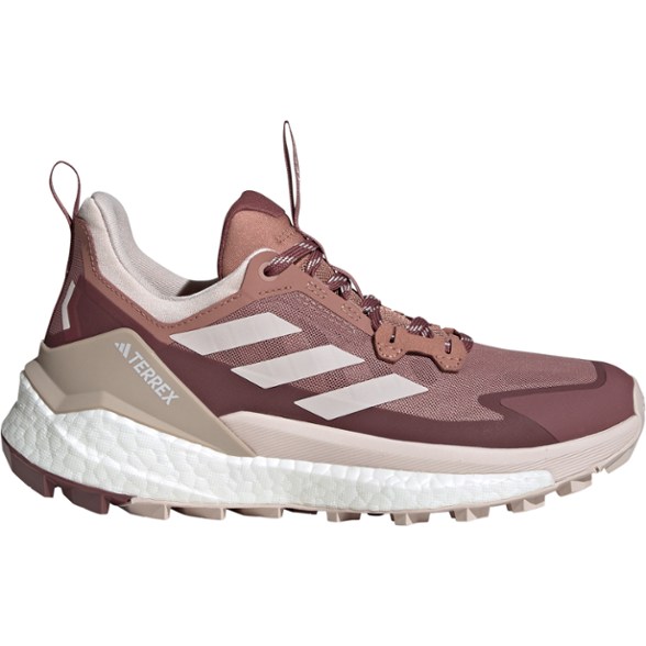 Side view of Adidas Terrex Free Hiker 2.0 Women's Low Hiking Shoes showcasing breathable mesh and sleek design.