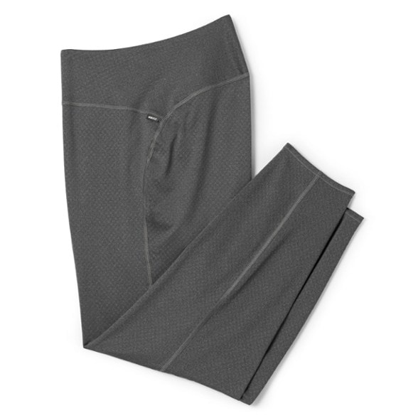 Front view of women's plus size lightweight base layer tights showcasing the soft fabric and flat seam design.