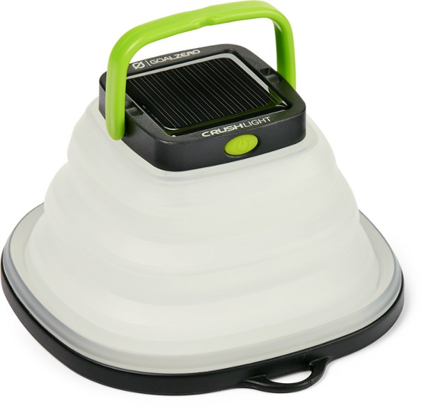 EcoGlow Solar Lantern illuminated at night, demonstrating its bright 60 lumens output.