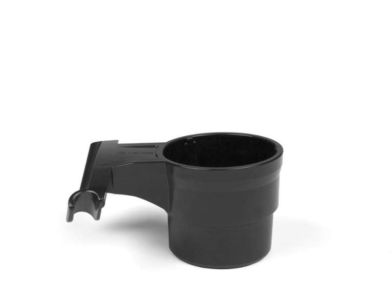 Close-up of the Helinox Drink Buddy cup holder in use on a Helinox chair.