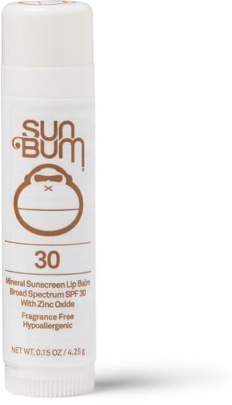 SunShield Mineral SPF 30 Lip Balm tube with natural ingredients, perfect for summer protection.