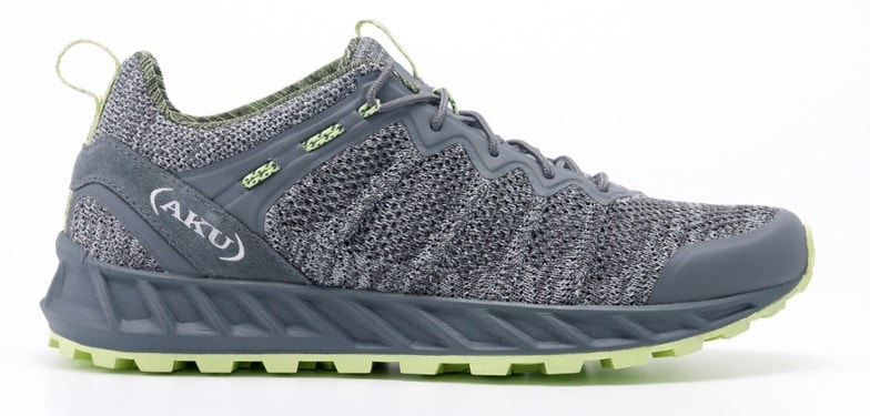 Side view of AeroLight women's hiking shoes showcasing breathable knit fabric and lightweight design.