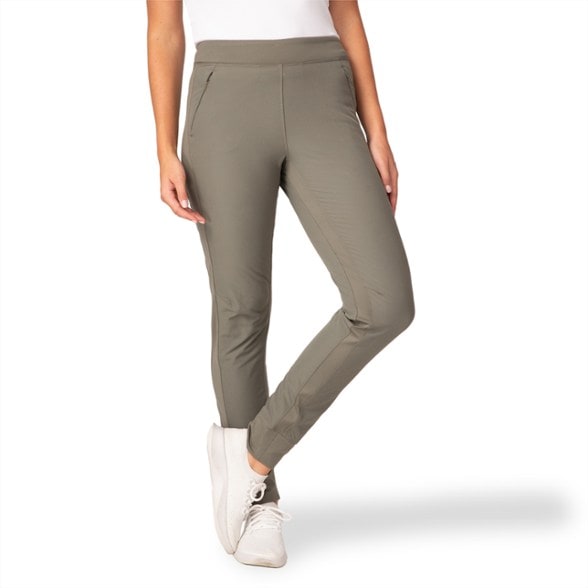 Close-up view of Trailblazer Women's Stretch Jogger Pants showing the water-repellent and abrasion-resistant fabric.
