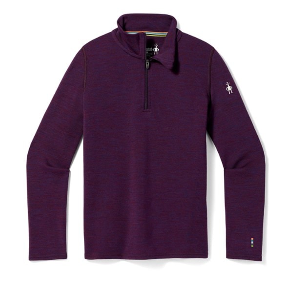 Front view of Cozy Kids Merino Wool Thermal Layer showcasing the quarter-zip design.