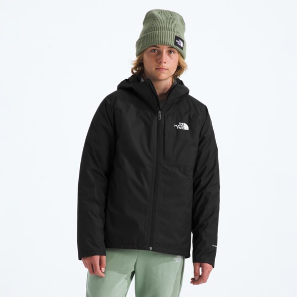 Front angle of TrailFusion reversible jacket showing waterproof outer shell with hood