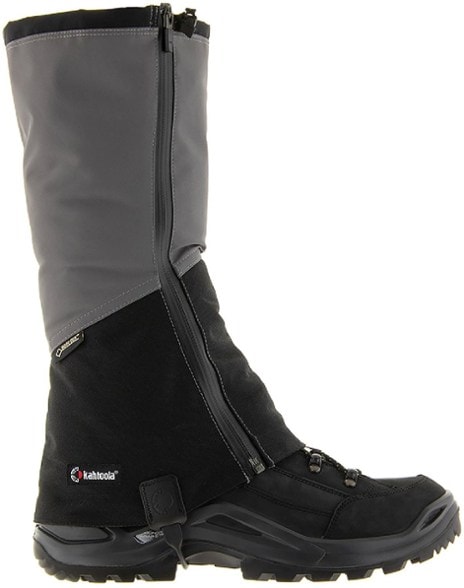 Kahtoola NAVAgaiter GTX hiking gaiters showing GORE-TEX upper and ballistic nylon lower on rocky trail