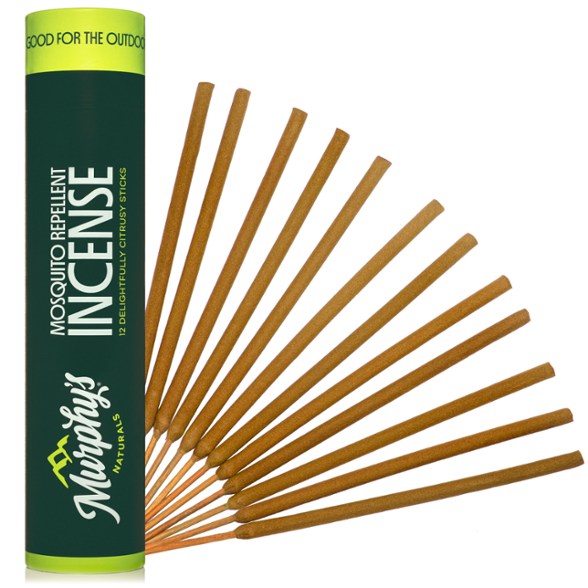 A close-up of Murphy's Naturals mosquito repellent incense sticks, showcasing their natural ingredients.