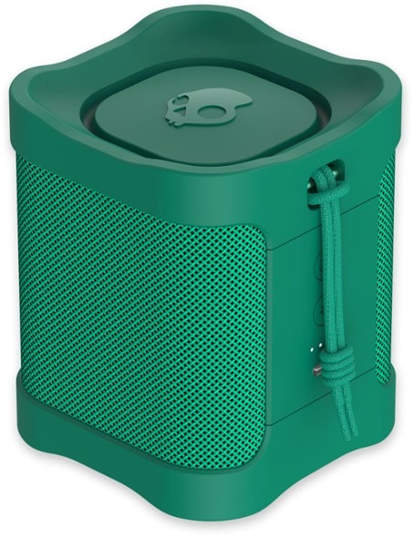 Terrain Mini Bluetooth speaker in use at a backyard BBQ, demonstrating its great sound quality.