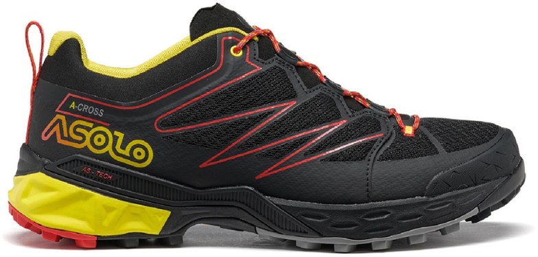 Side view of Asolo Softrock Pro men's hiking shoes showcasing breathable mesh and durable toe cap