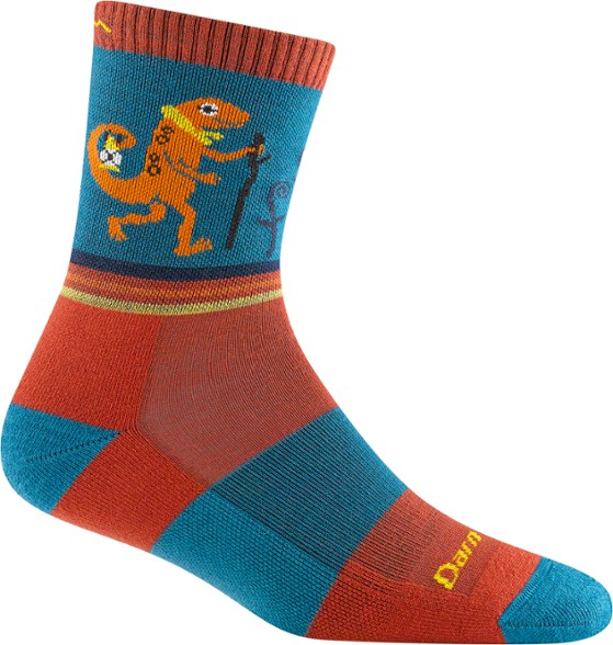 Front view of TrailReady Merino Wool Kids' Lightweight Hiking Socks on a rocky trail.